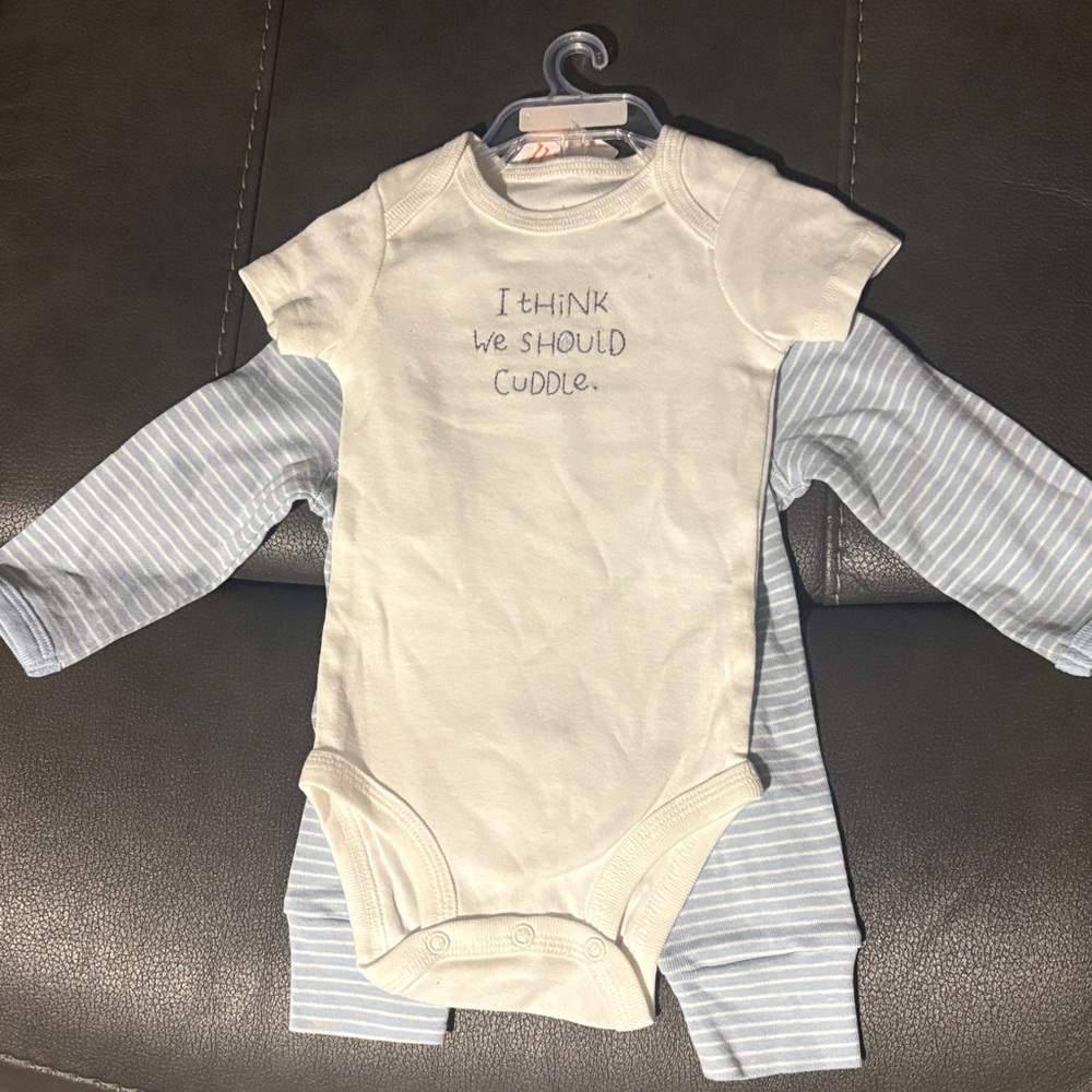 Carter's Cream and Blue Bodysuit Set